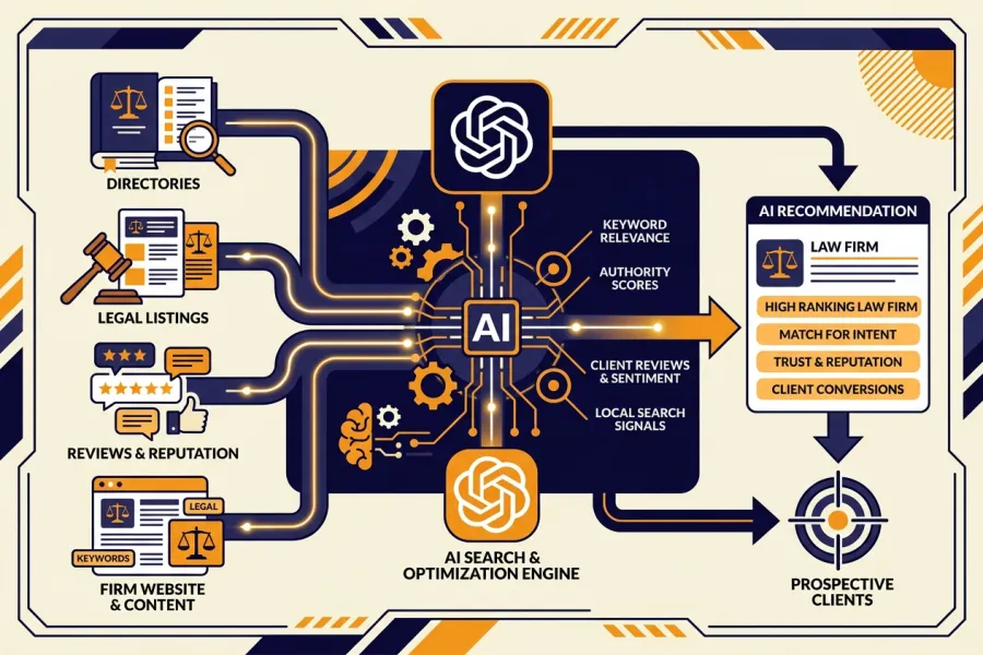Where AI finds recommended law firms across online databases and community roundups