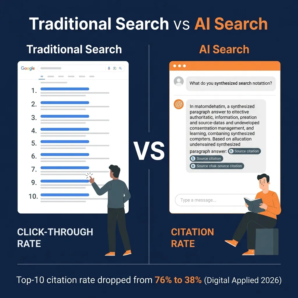 Traditional Search Engine SEO vs AI Search Engine GEO comparison